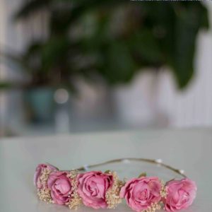 Corona 252 con flores rosas para comunión