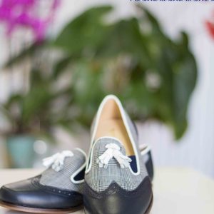 Zapatos 222 Mercedes de Alba para niño en negro y príncipe de gales para comunión